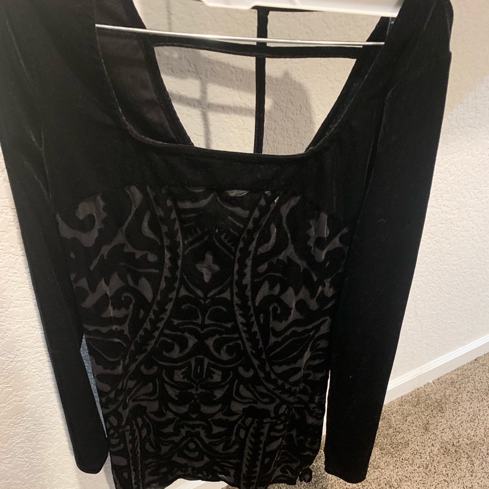 Free people black velvet and sheer mini